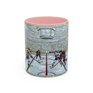Taza de hockey sobre hielo, taza de café de hockey con vitral falso, taza de aficionado al hockey sobre hielo, taza de arte deportivo imagen 19