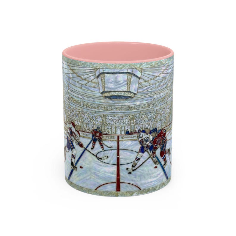 Taza de hockey sobre hielo, taza de café de hockey con vitral falso, taza de aficionado al hockey sobre hielo, taza de arte deportivo imagen 19