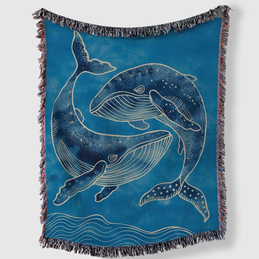 Whale Lovers Blanket Ocean Themed Decor Cozy Couch Throw T For 