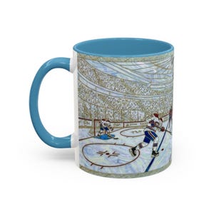 Taza de hockey sobre hielo, taza de café de hockey con vitral falso, taza de aficionado al hockey sobre hielo, taza de arte deportivo imagen 11