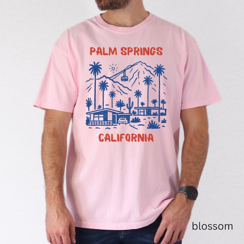 Palm Springs California graphic tee, vintage vibe t-shirt, unisex casual top, summer vacation shirt, comfortable graphic tee