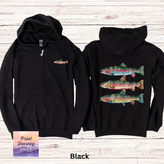 トップス Brook Logo Fish Sweat BLACK Lsize Trout Zip Hoodie Fly Fishing, Men's Fishing, Men's Fly