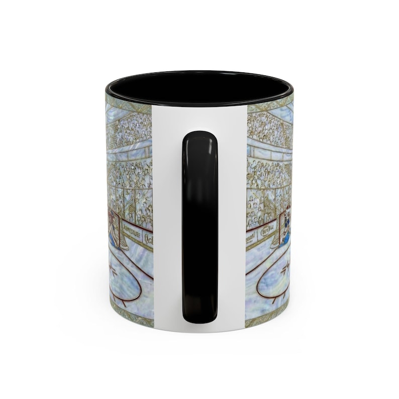 Taza de hockey sobre hielo, taza de café de hockey con vitral falso, taza de aficionado al hockey sobre hielo, taza de arte deportivo imagen 12