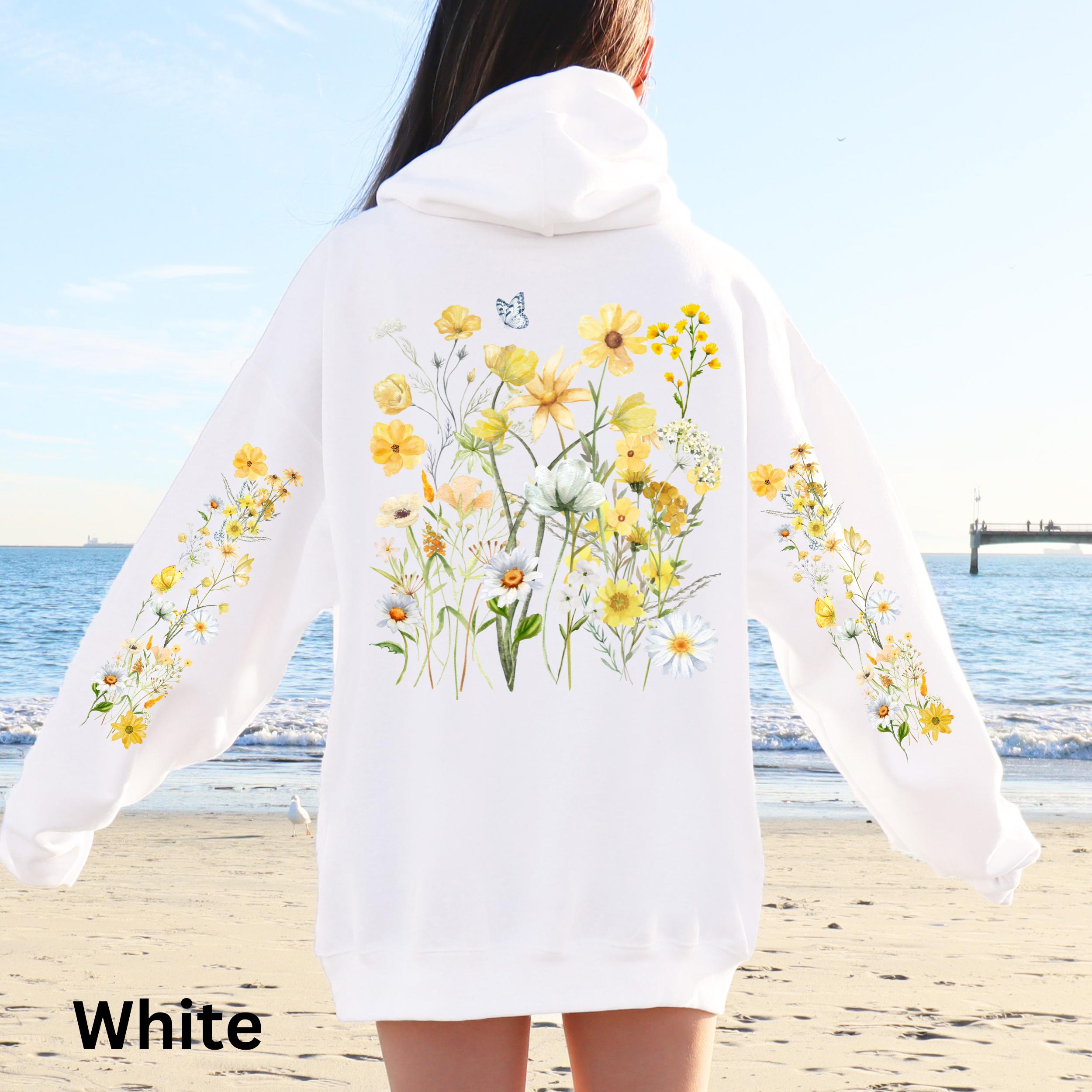 Wildflowers Hoodie Boho Cottagecore Floral Hoodie Botanical