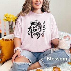 Japanese Koi Fish Art T-Shirt, Unique Asian Design Tee, Casual Graphic Print Top, Stylish Streetwear, Gift for Him or Her, Artistic Apparel image 10