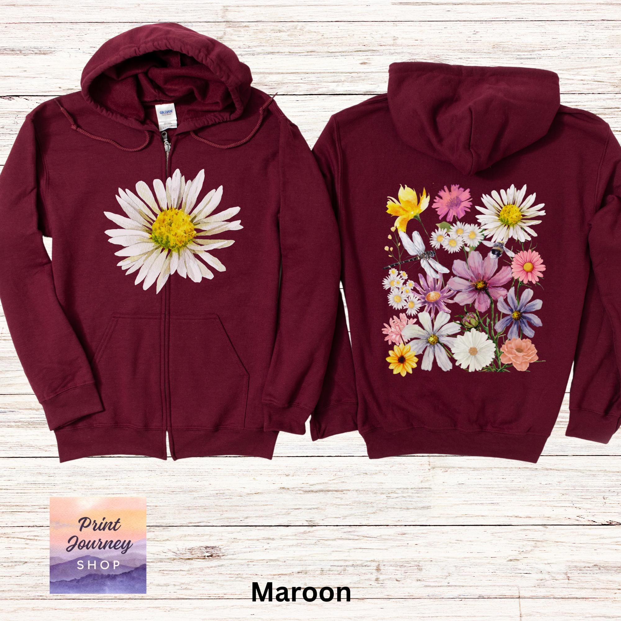 Wildflower Zip up Hoodie - Etsy Canada