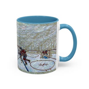 Taza de hockey sobre hielo, taza de café de hockey con vitral falso, taza de aficionado al hockey sobre hielo, taza de arte deportivo imagen 8