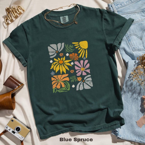 Tシャツ・カットソー Golden  Floral Print Vintage Look Short Sleeve T-Shirt SAFRISIOR Women Vintage Motorcycle Print Graphic T-Shirt
