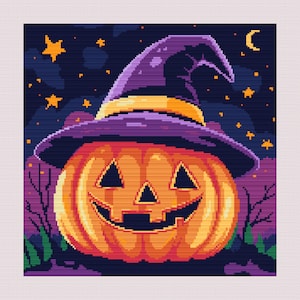 Halloween pumpkin cross stitch pattern PDF