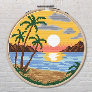 Landscape Sunset Cross Stitch Pattern PDF