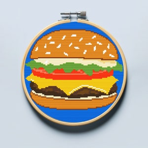 Cheeseburger cross stitch pattern PDF