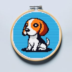Beagle puppy cross stitch pattern PDF