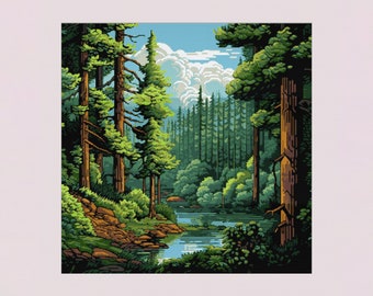 Forest, nature cross stitch pattern PDF