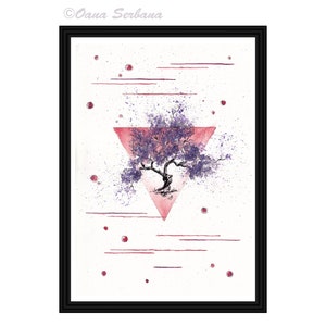 Triangle Tree - print of original watercolor painting