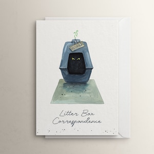 Litter Box Correspondence Greeting Card | Digital Download | Cat Lover Stationary | Funny Cat Gift | Cat Stationary | Printable