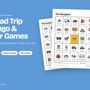 Puede incluir: Un conjunto de tarjetas de bingo para viajes por carretera imprimibles con iconos coloridos de objetos como un cami&oacute;n grande, un coche rojo, una gasolinera y una se&ntilde;al de stop. Las tarjetas incluyen un espacio libre central y una cuadr&iacute;cula.