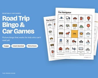 Road Trip Bingo for Kids, Printable Car Games and Picture Bingo Cards, License Plate Game for Kids Who Can't Read Yet