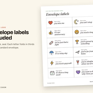 Open When Letters for Couples, 12 Printable Guided Prompts, Long Distance Relationship Gift for Boyfriend or Girlfriend image 3