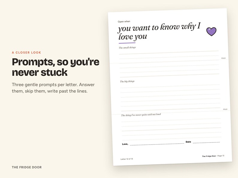 Open When Letters for Couples, 12 Printable Guided Prompts, Long Distance Relationship Gift for Boyfriend or Girlfriend image 2