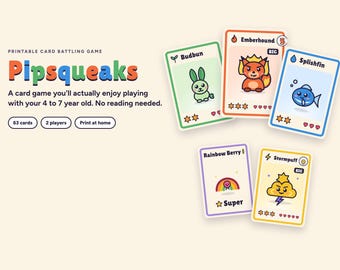 Jeu de cartes Pipsqueaks pour enfants de 4 à 7 ans, aucune lecture requise (téléchargement numérique)