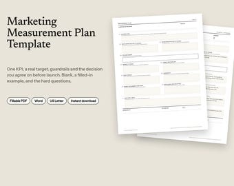 Modèle de plan de mesure marketing, feuille de calcul des indicateurs clés de performance (KPI), rapport de campagne (PDF, Word)