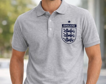 England Three Lions Football Polo Shirt, Smart Casual Fan Top