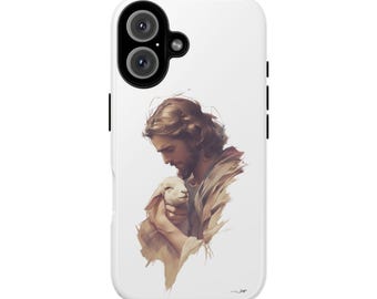 Jesus hält Lamm Tough iPhone Case | Christlicher Glaube Cover