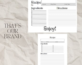 Printable Recipe Template 2 Styles