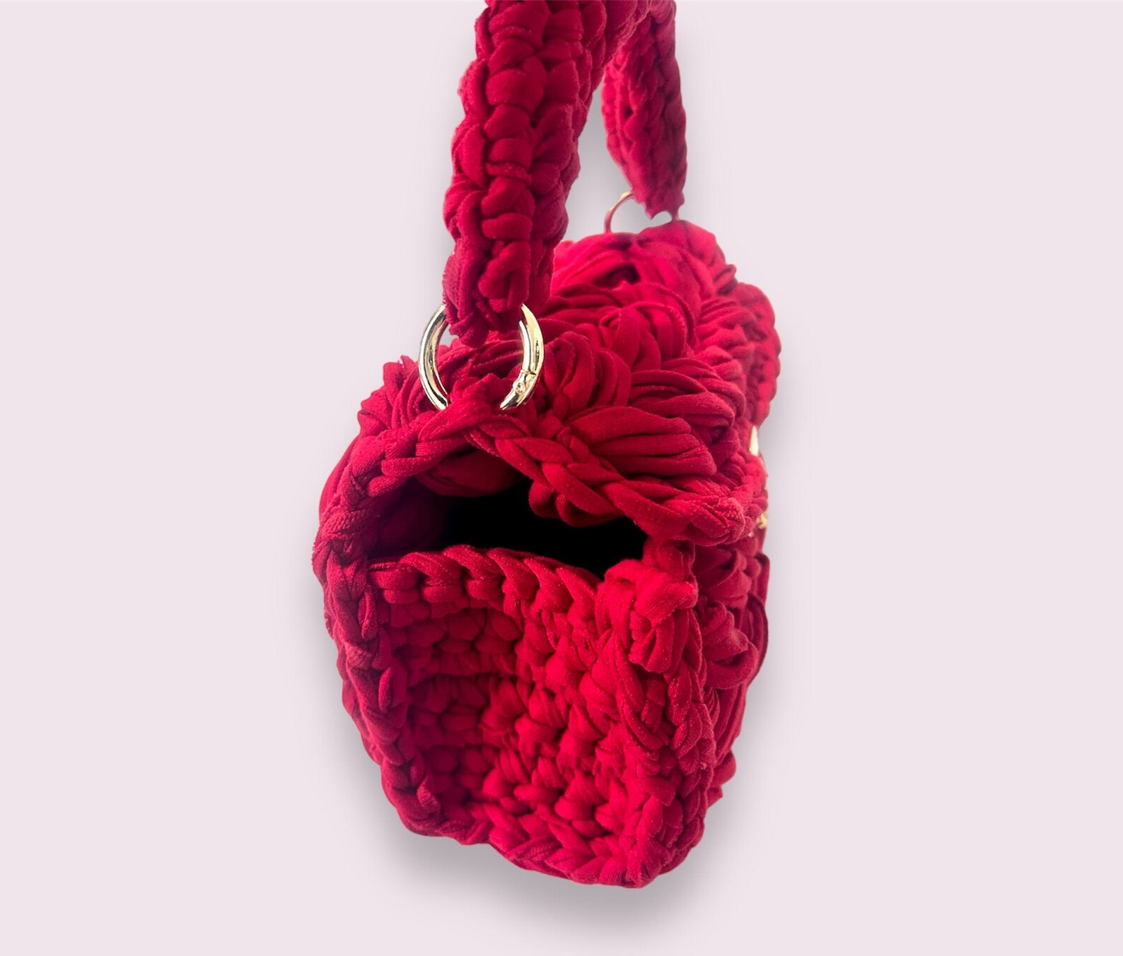Red Marshmallow Crochet Puff Stitch Handbag/ Luxury Handbag/ Etsy