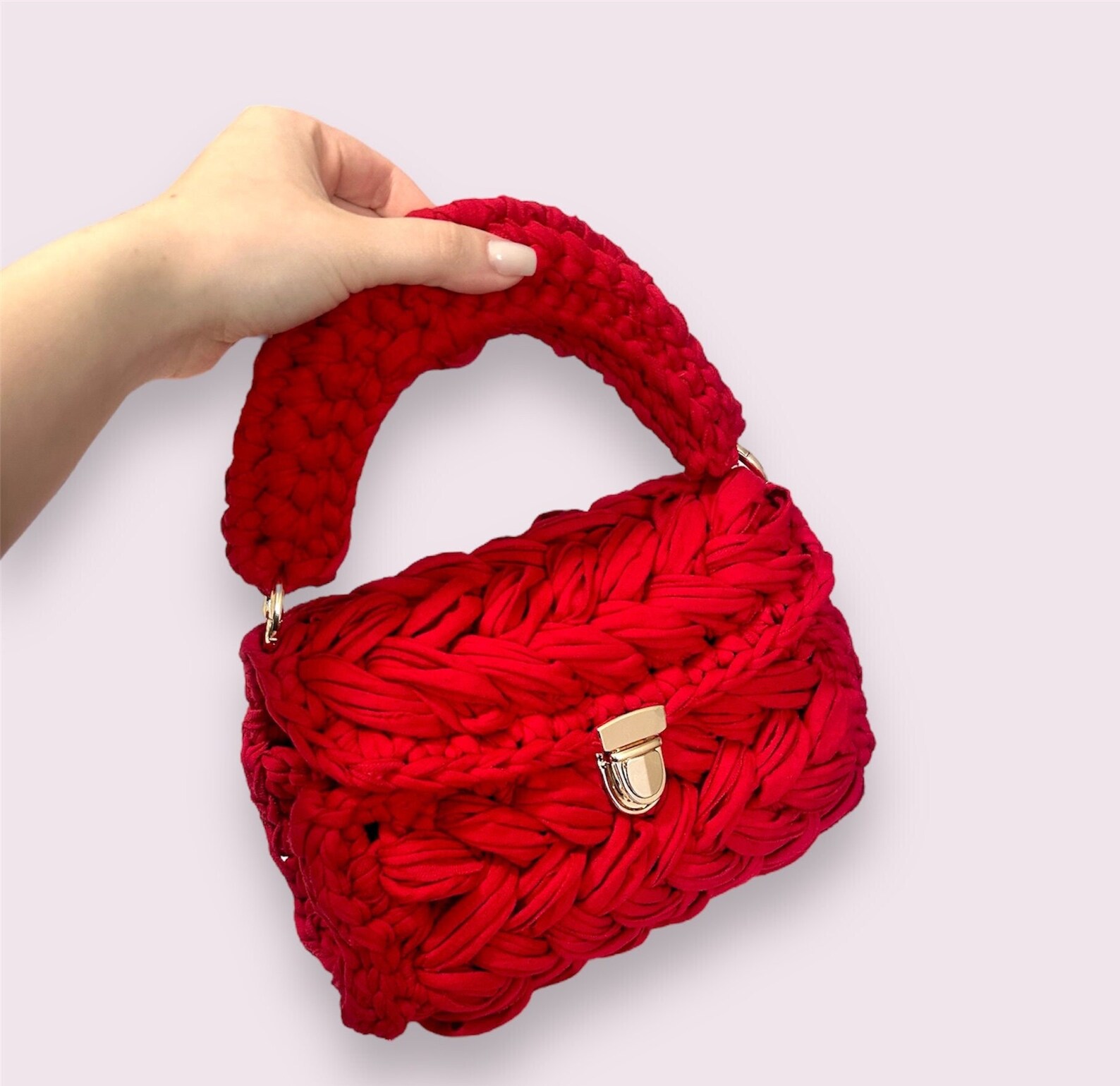 Red Marshmallow Crochet Puff Stitch Handbag/ Luxury Handbag/ Etsy