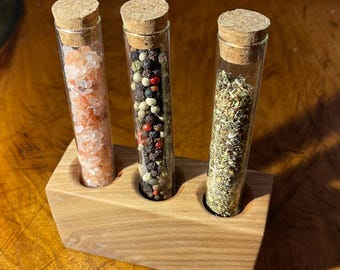 Estante de especias de madera para tubos de ensayo