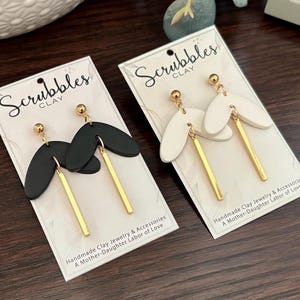 Classic Leaf And Gold Earrings | Handmade Clay Dangle Earring