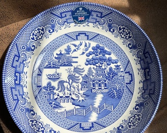 Vintage Royal Stafford Blue Willow China Schale, blaues und weißes China, Sammlerstück China