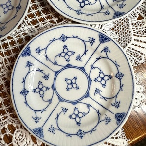 Vintage Koboltunterglasur Kahla Teller Set, Bue Denmark China Dessertteller Set von 6 Bild 1