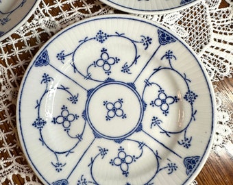 Vintage Koboltunterglasur Kahla Set of Small Plates, Bue Denmark China Dessert Plates - set of 6