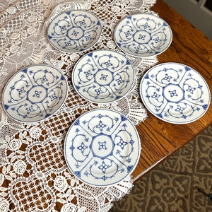 Vintage Koboltunterglasur Kahla Teller Set, Bue Denmark China Dessertteller Set von 6 Bild 2