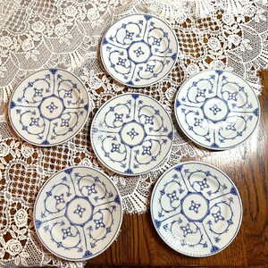 Vintage Koboltunterglasur Kahla Teller Set, Bue Denmark China Dessertteller Set von 6 Bild 4