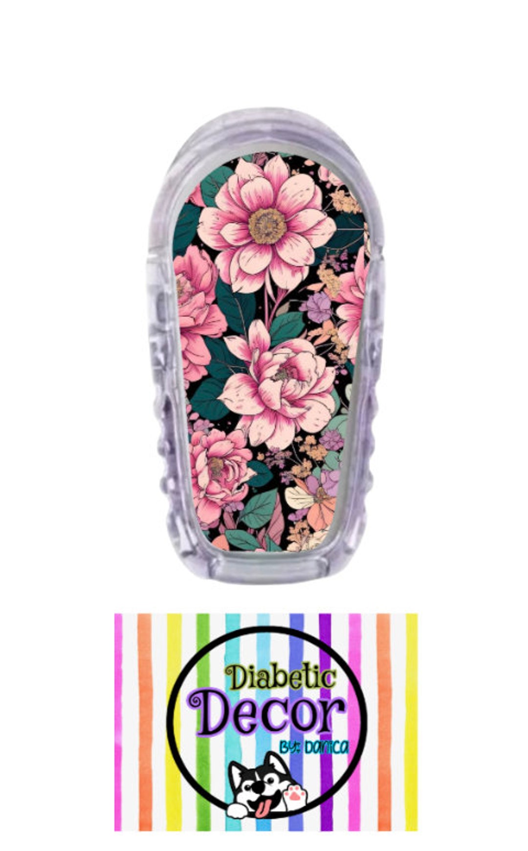 G6/ Pink Floral Single Sticker /dexcom G6 Stickers, Diabetes Stickers ...