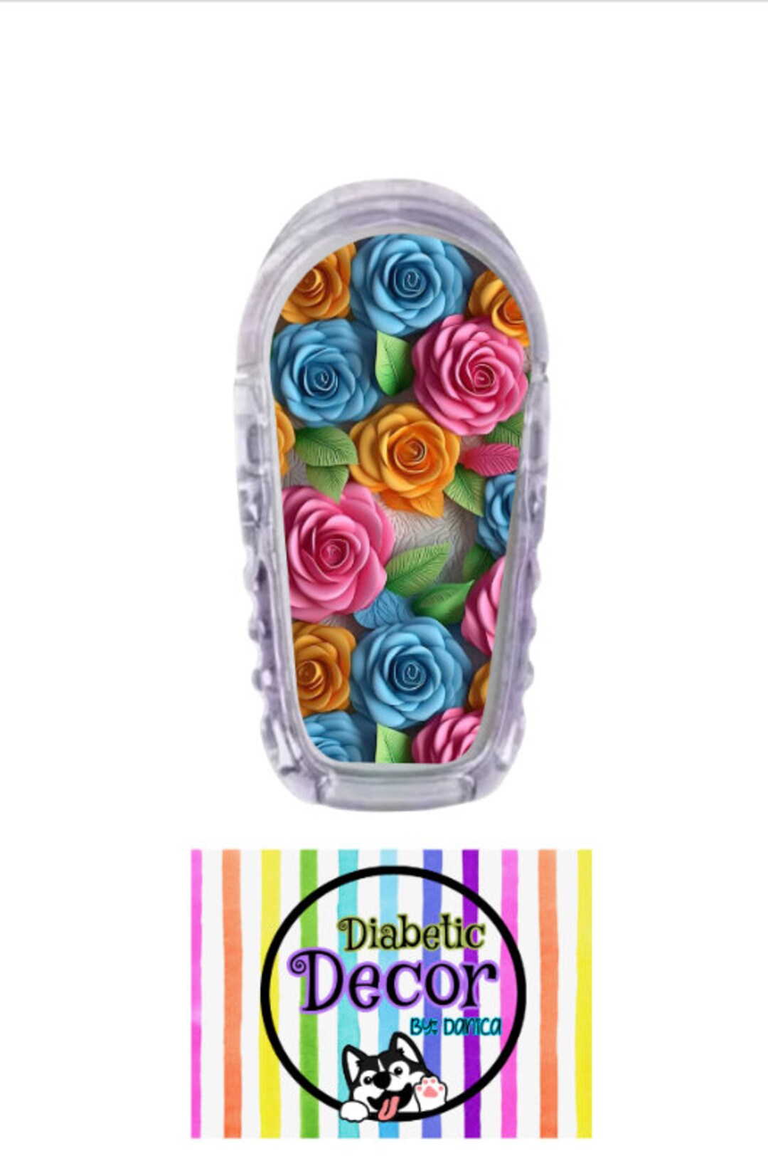G6/ Blue, Pink, Orange Roses Single Sticker /dexcom G6 Stickers ...