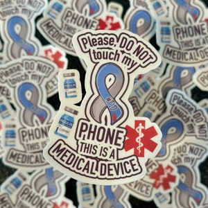 Type 1 Diabetes Phone Sticker/ T1D Stickers/ Type 1 Diabetes Awareness/ Blue and Grey Awareness Ribbon/ Chronic Illness Gift/ Waterproof