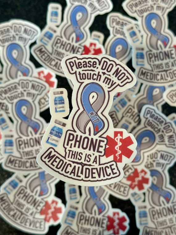 Type 1 Diabetes Phone Sticker/ T1D Stickers/ Type 1 Diabetes Awareness/ Blue and Grey Awareness Ribbon/ Chronic Illness Gift/ Waterproof