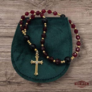Handmade Prayer Beads Precisa Crystals and Black Jasper Anglican Rosary Episcopal Prayer Beads Christian Mediation Beads