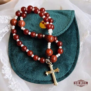 Anglican Rosary Handmade Episcopal Prayer Beads Gift For Baptism First Communion Natural Stone Rosary Red Agate Red Rosary Meditation Beads