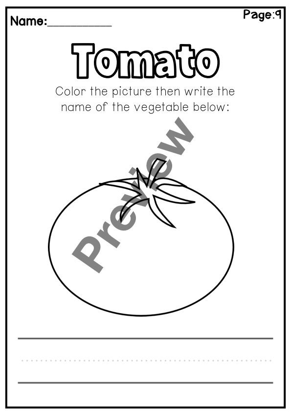 Preschool Activities About Vegetables - Etsy