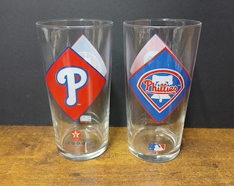 Lote de 2 vasos de cerveza Texaco Pint vintage de los Philadelphia Phillies de la MLB de 1994