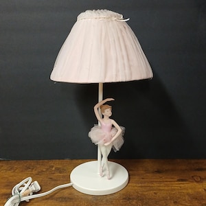 Girl Ballerina Pink & White Bedroom Table / Desk Lamp, 10x18&quot;