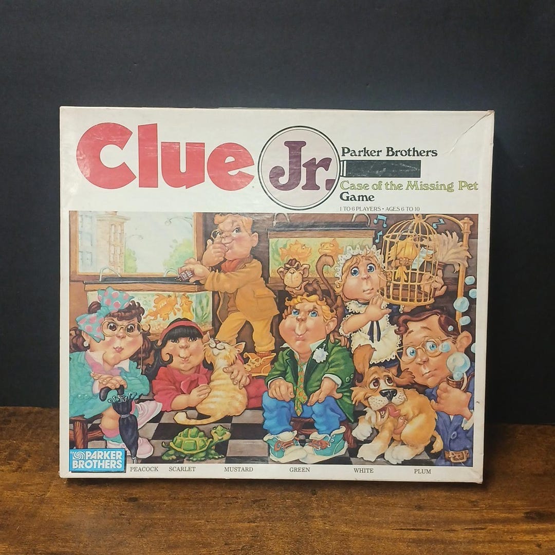 Parker Brothers Clue Jr. Board Game Vtg 1989 Case of the Missing Pet ...