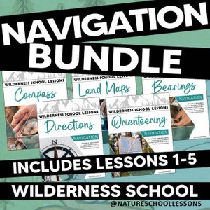 Navigations-Bundle - Kompletter 5-Lektionsplan - Lehrkompass-Wegbeschreibungskarten Natürliche Navigation Sun Star Wilderness Survival Camping Fähigkeiten