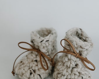 Noah Booties // Crochet Baby Booties // Handmade Chunky Knit Booties