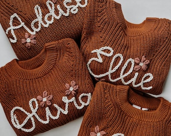 Embroidered Name Sweater: Personalized Baby Toddler Chunky Knit